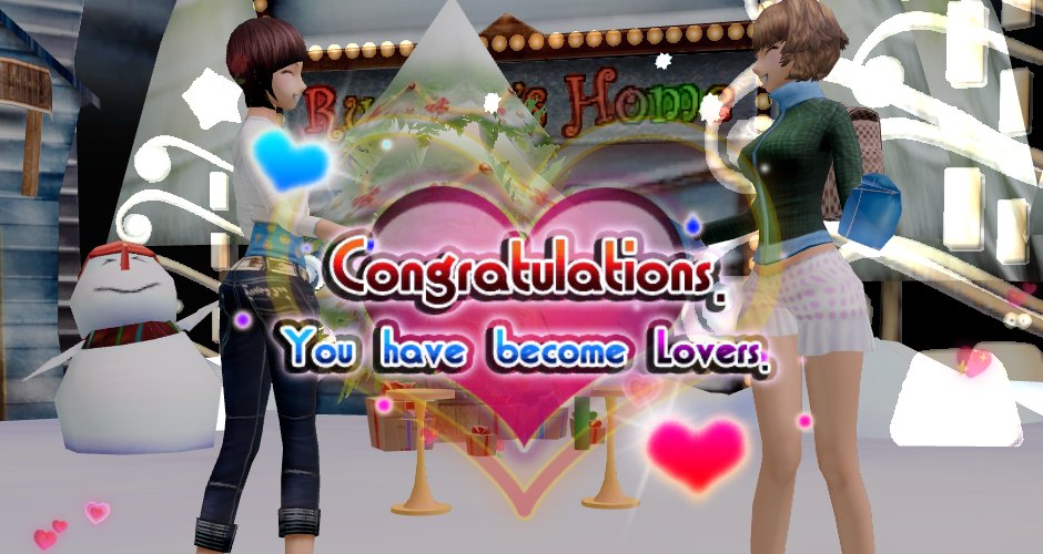 Two characters becoming lovers in the X-MAS date room
